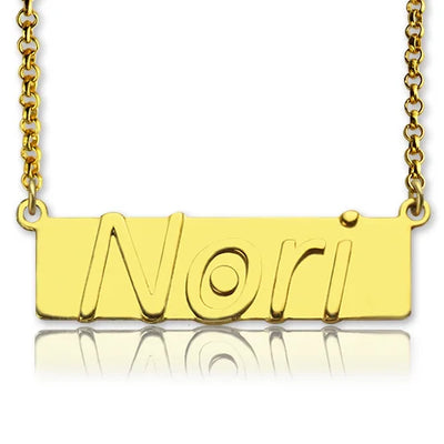 Custom Nameplate Bar Necklace 18K Gold Plated