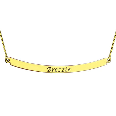 Personalized Gold Curved Bar Name Necklace